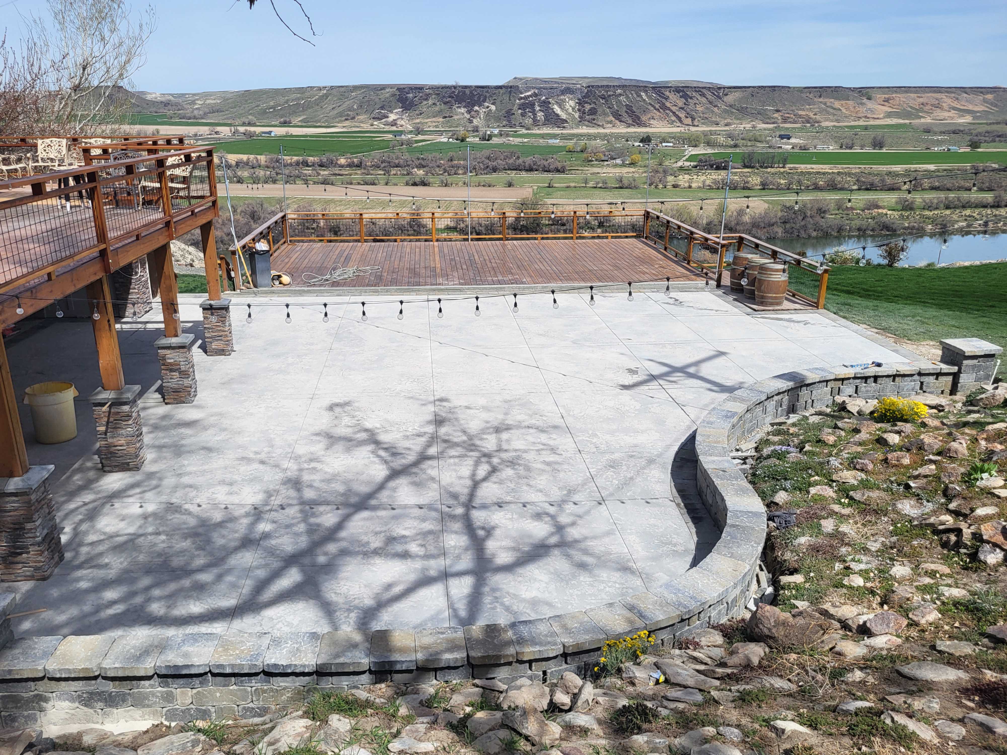 retaining wall along a lake shore