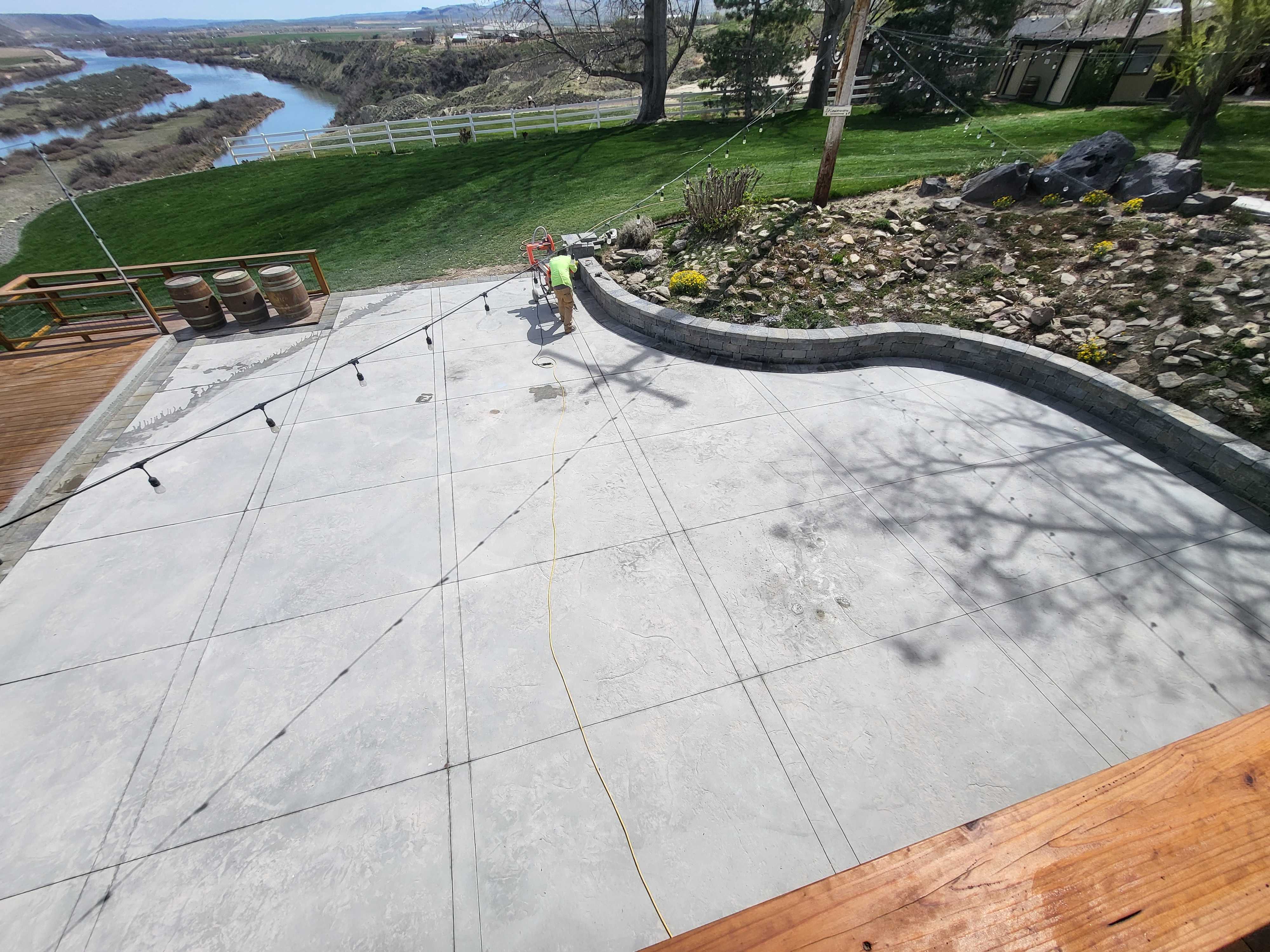 retaining wall along a lake shore